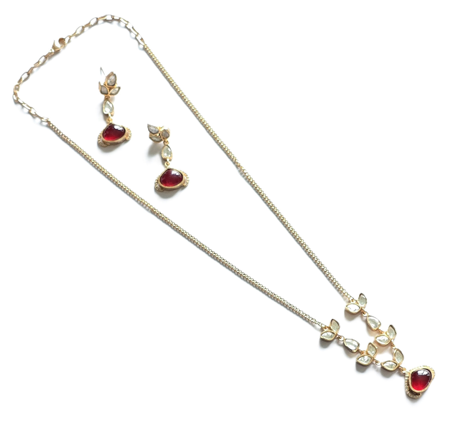 Estrella Moissanite Polki Doublet Stone Necklace Set
