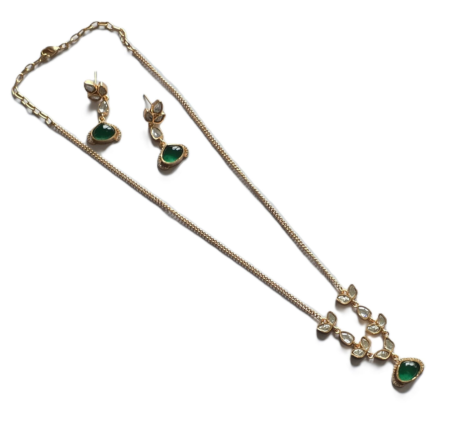 Estrella Moissanite Polki Doublet Stone Necklace Set