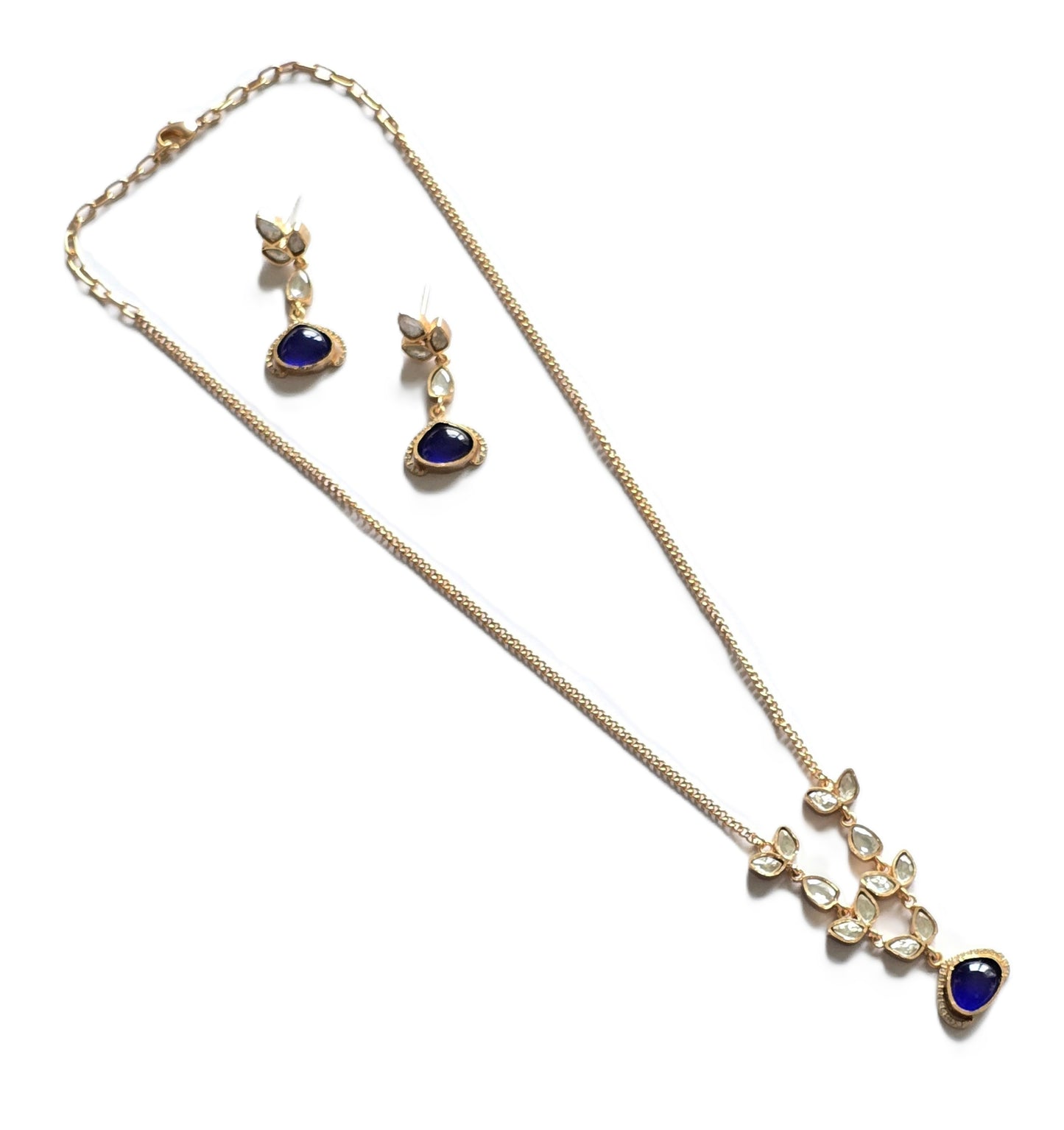 Estrella Moissanite Polki Doublet Stone Necklace Set