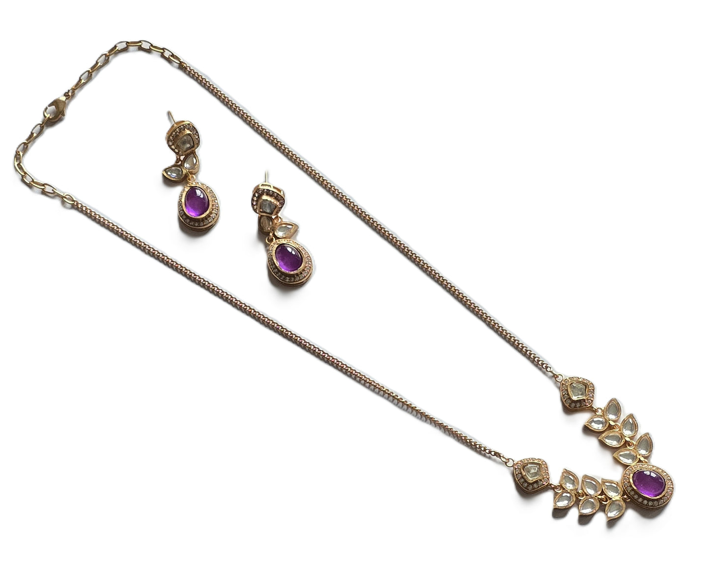Violeta Moissanite Pota Doublet Necklace Set