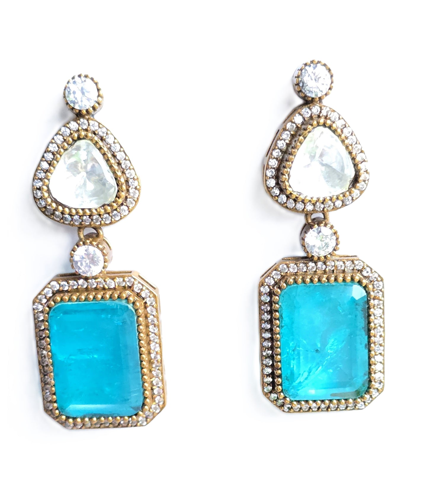 Amber Polki Doublet Stone Earring