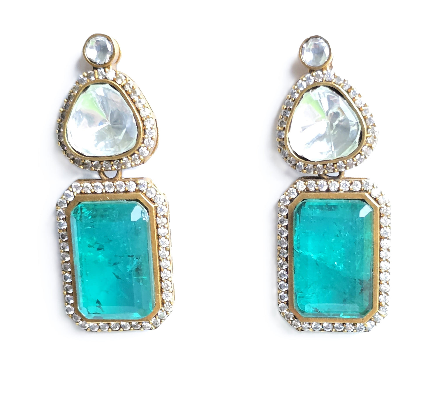 Amber Polki Doublet Stone Earring