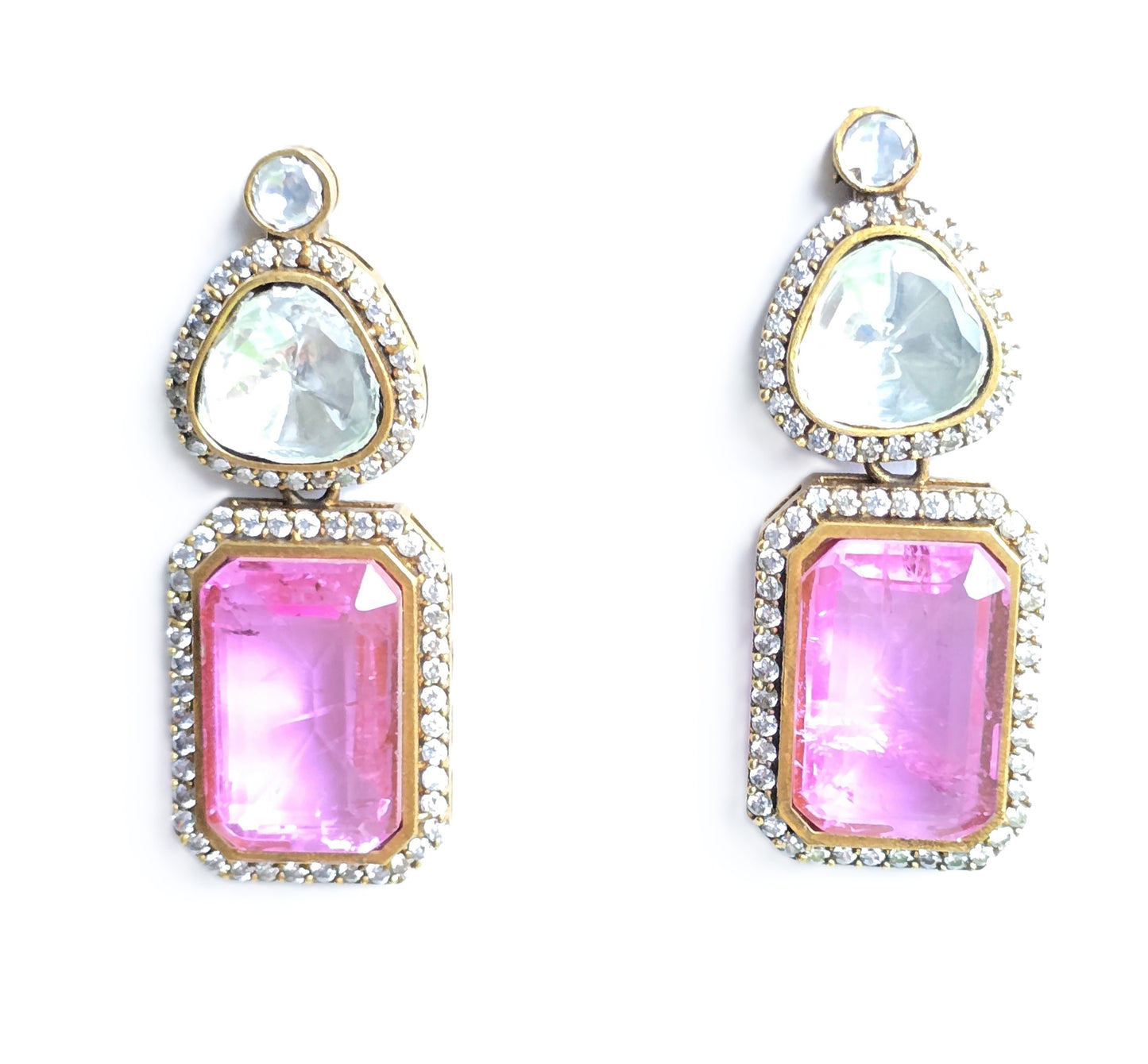 Amber Polki Doublet Stone Earring
