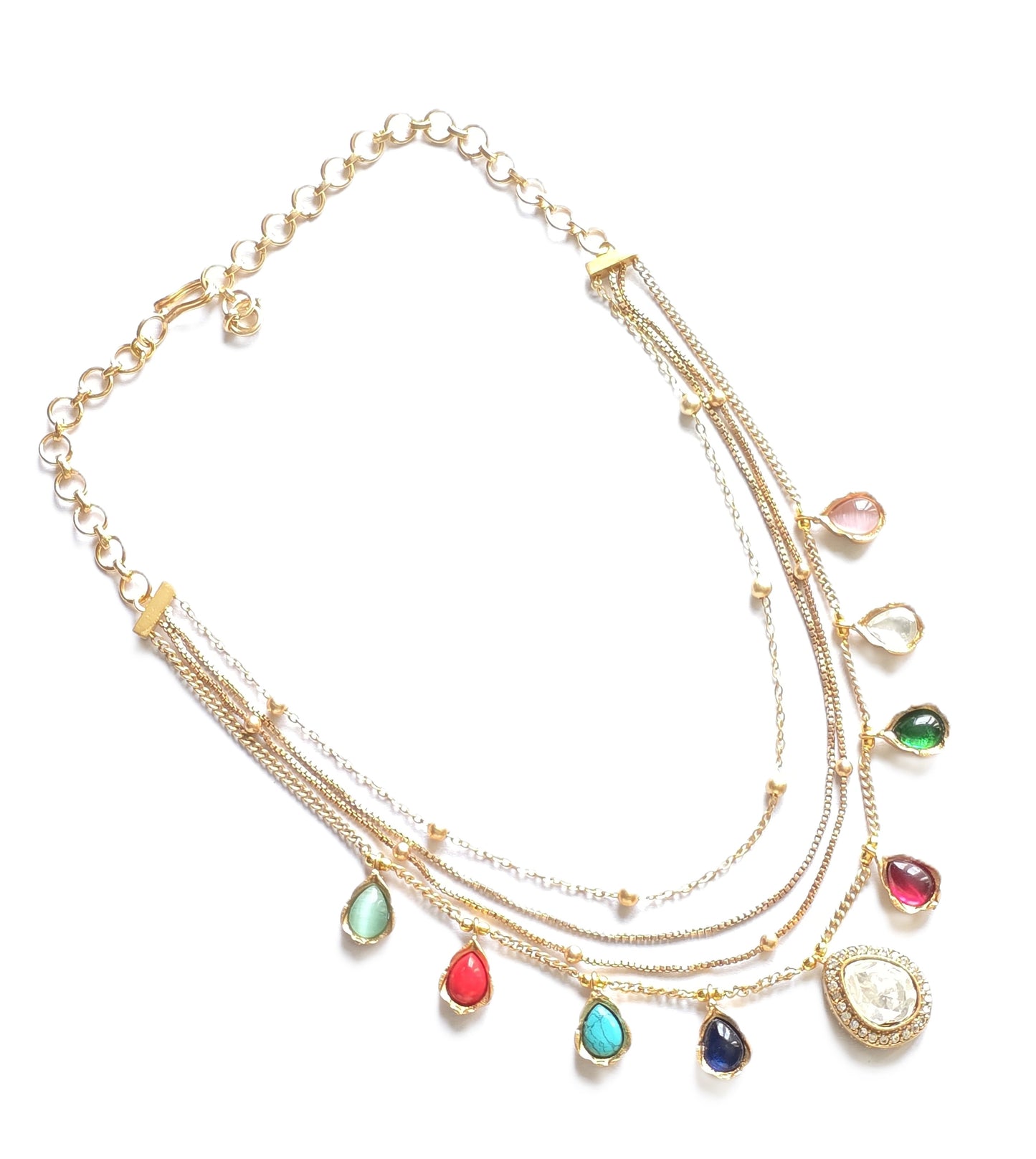 Treasure Navratan Chain Necklace Set