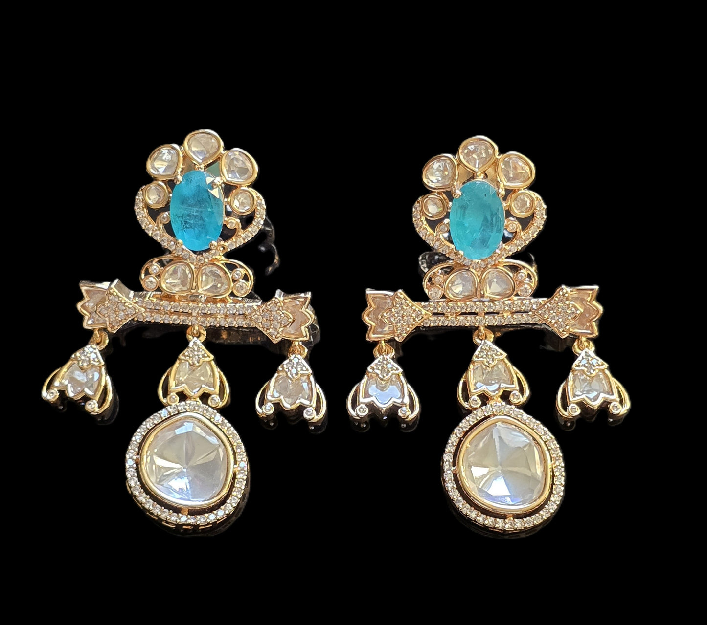 Skylar Polki Necklace Set with Navratan Doublet stones