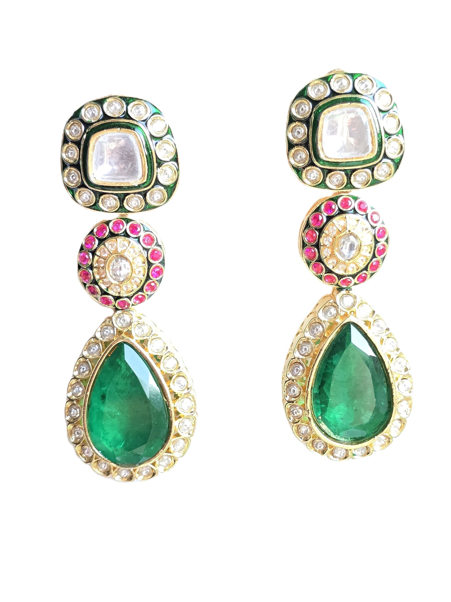 Evelyn Premium Moissanite Polki & Doublet Stone Necklace Set
