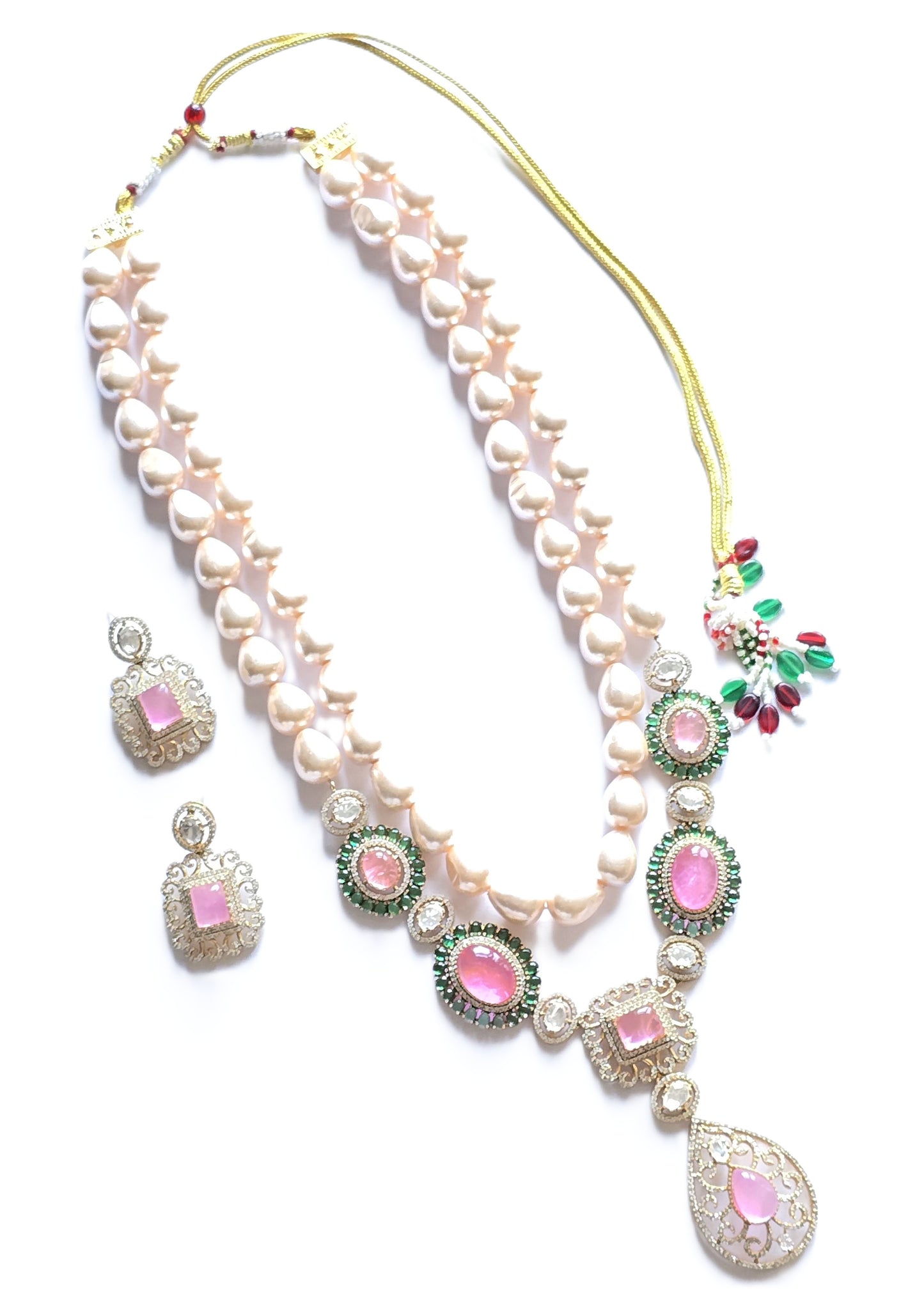 Mirha Pearl & Doublet Stone Necklace Set