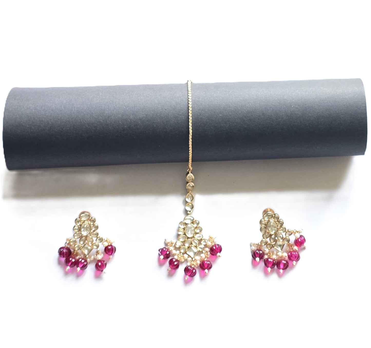 Bertha Flexible Moissanite Polki Choker Necklace set with Maang Tikka