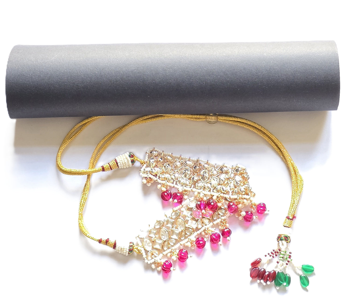 Bertha Flexible Moissanite Polki Choker Necklace set with Maang Tikka
