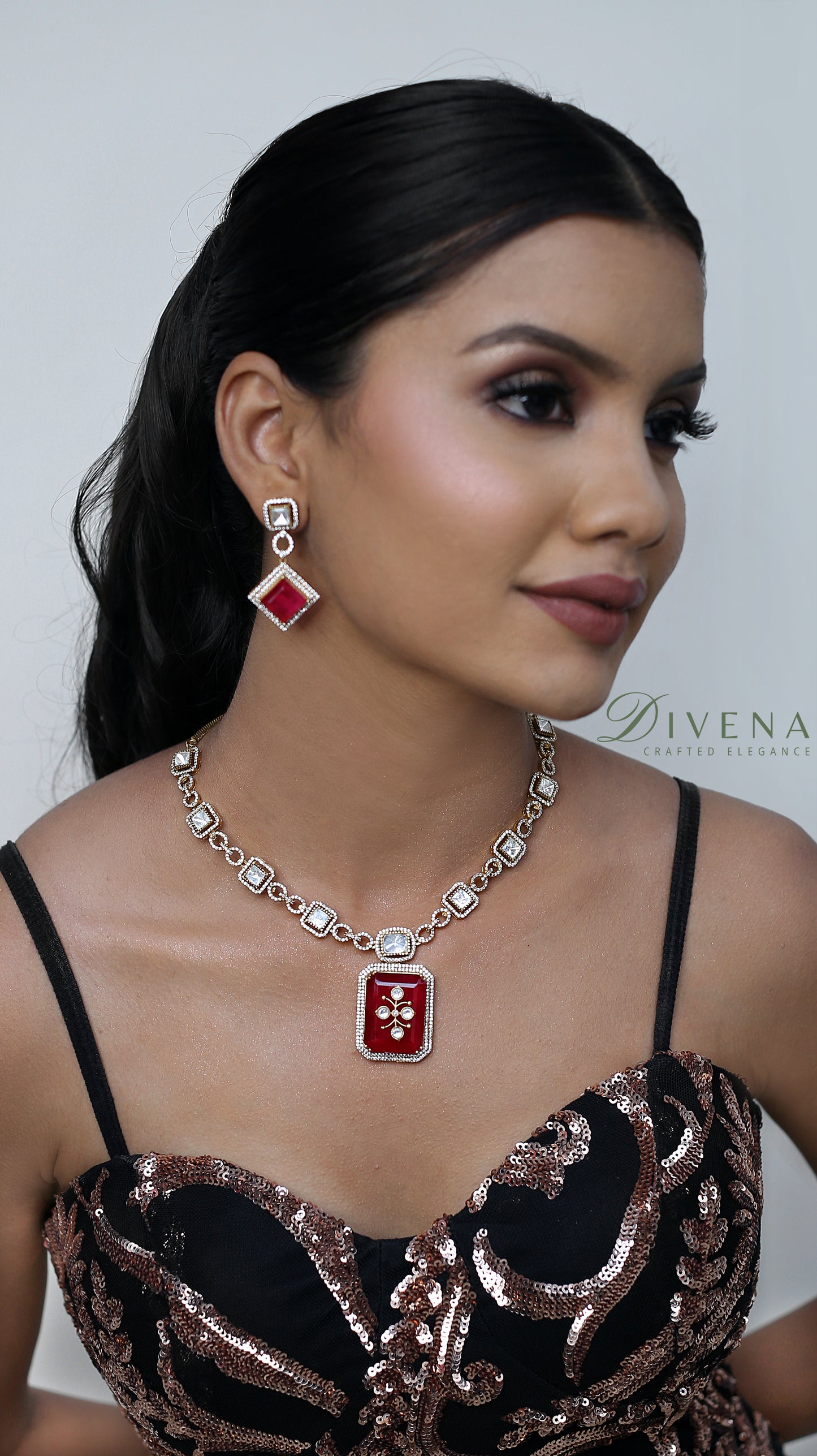 Megan Moissanite Doublet Necklace Set