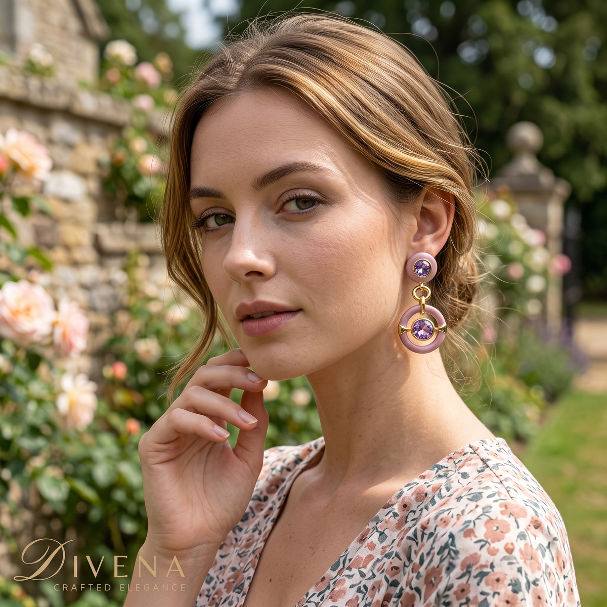 Jessica Enamel Crystal Dangle Earrings