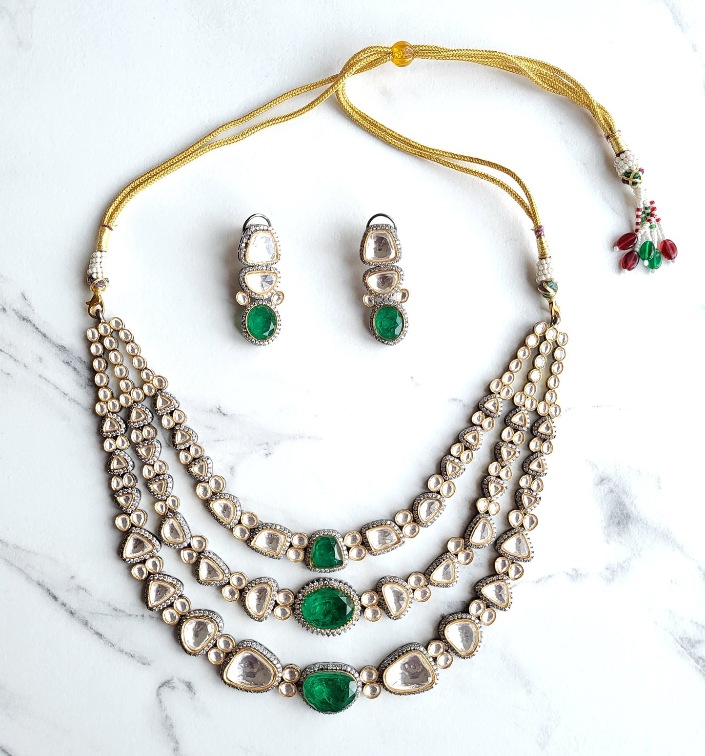 Ruth Premium Uncut Polki Necklace Set