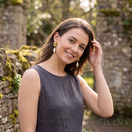 Baroque Pearl with Natural stone Dangle Earrings
