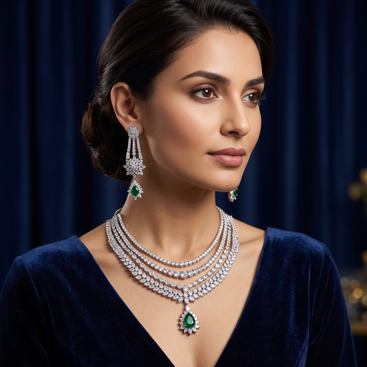 Edith CZ Doublet Stone Necklace Set