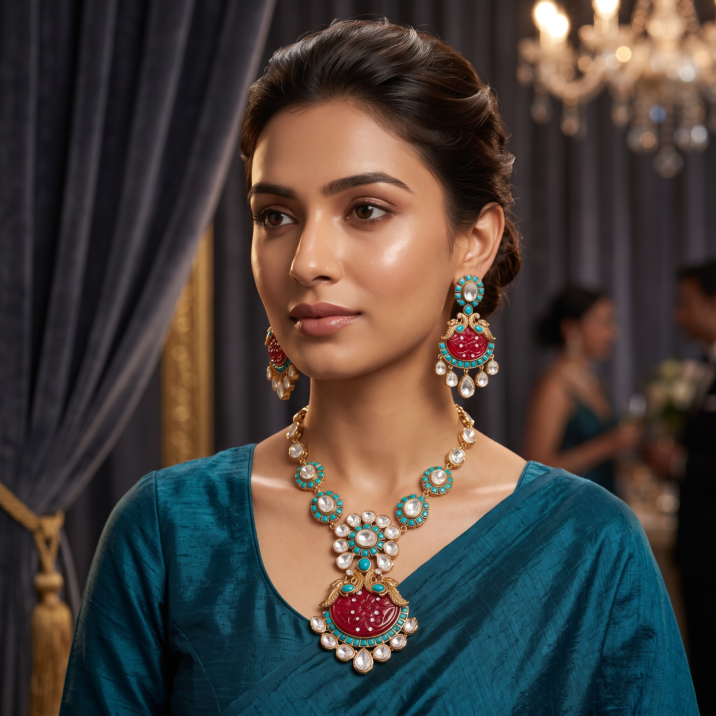 Yasmin Moissanite Long Necklace Set
