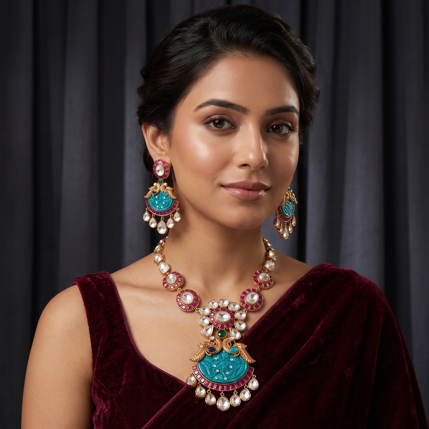 Yasmin Moissanite Long Necklace Set