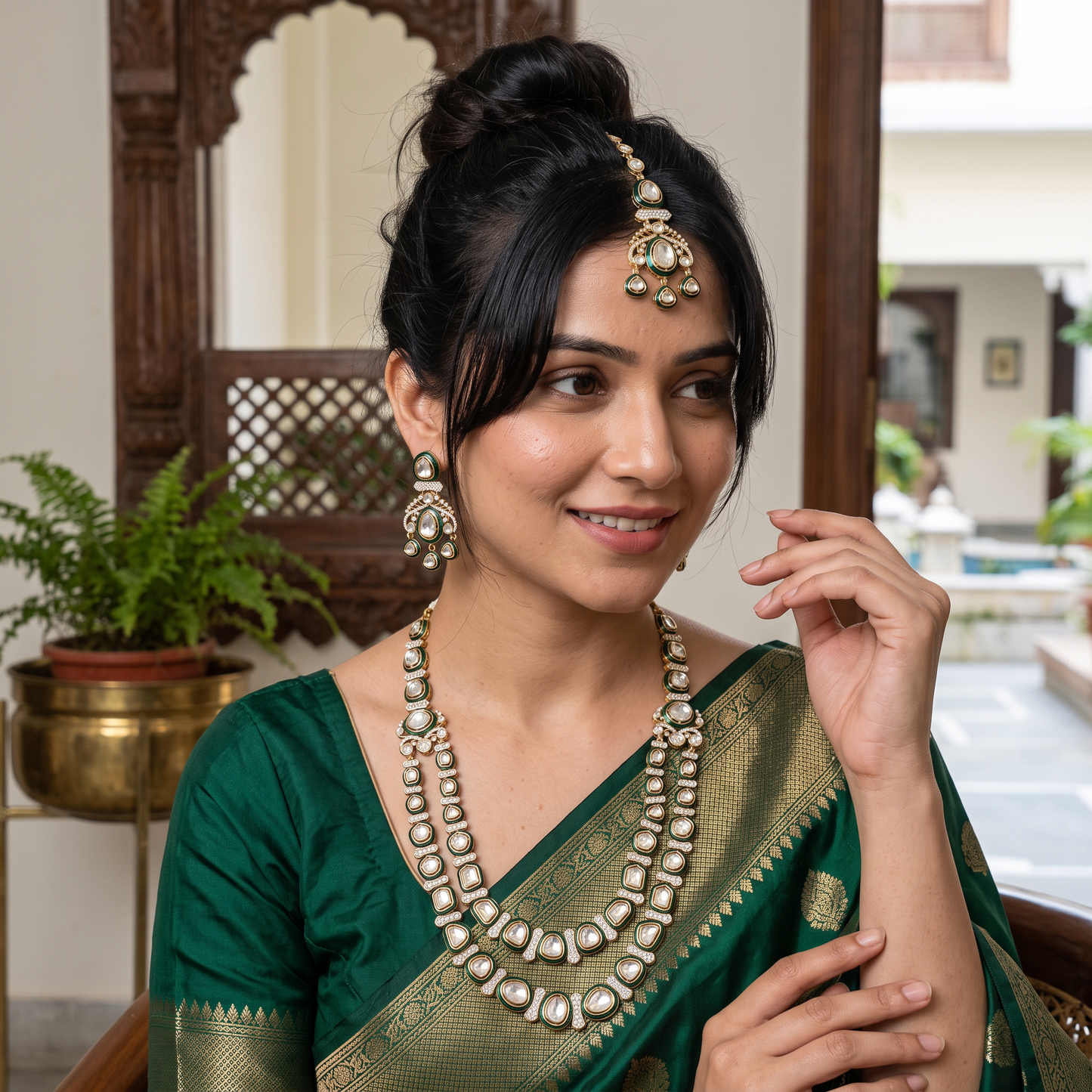Premium Moissanite Polki Kundan Necklace set
