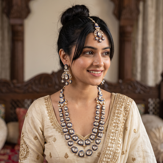 Premium Moissanite Polki Kundan Necklace set