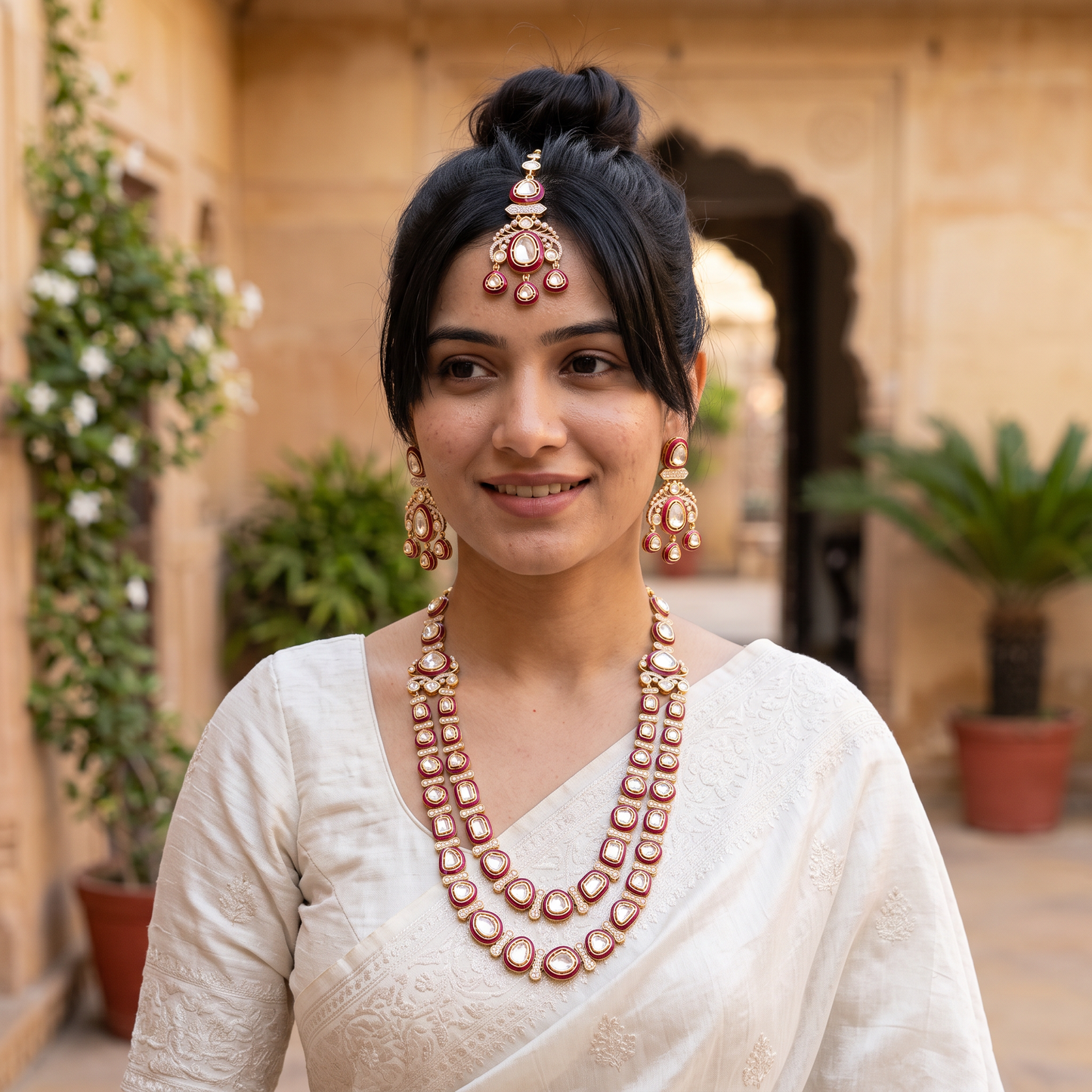 Premium Moissanite Polki Kundan Necklace set