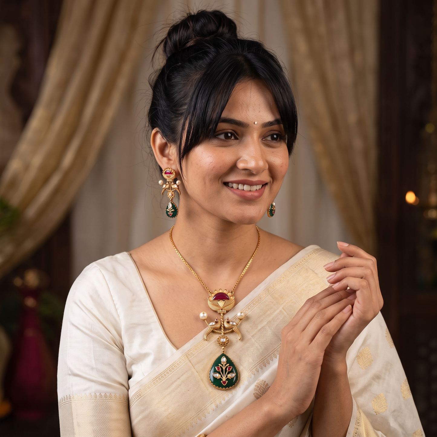 Catherine Long Chain Pendant Set