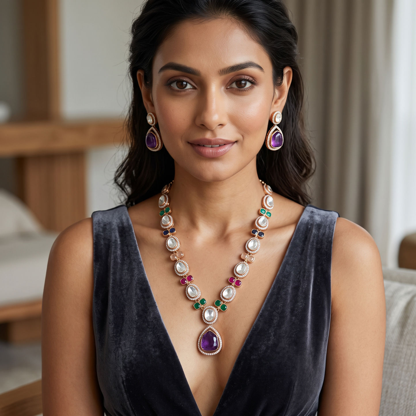Courtney Moissanite Doublet Necklace Set