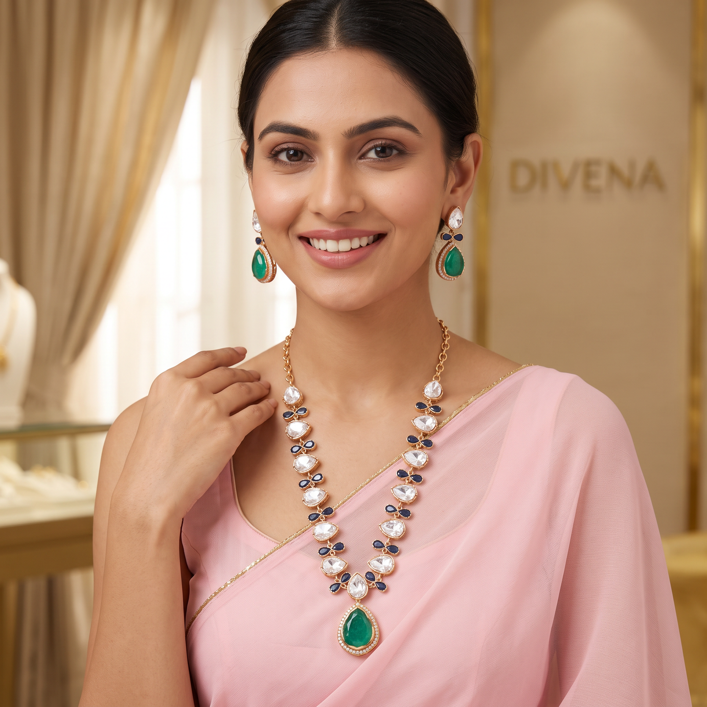 Bethan Moissanite Doublet Necklace Set