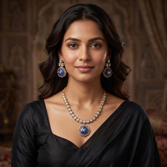 Liza Moissanite Pota Doublet Necklace Set