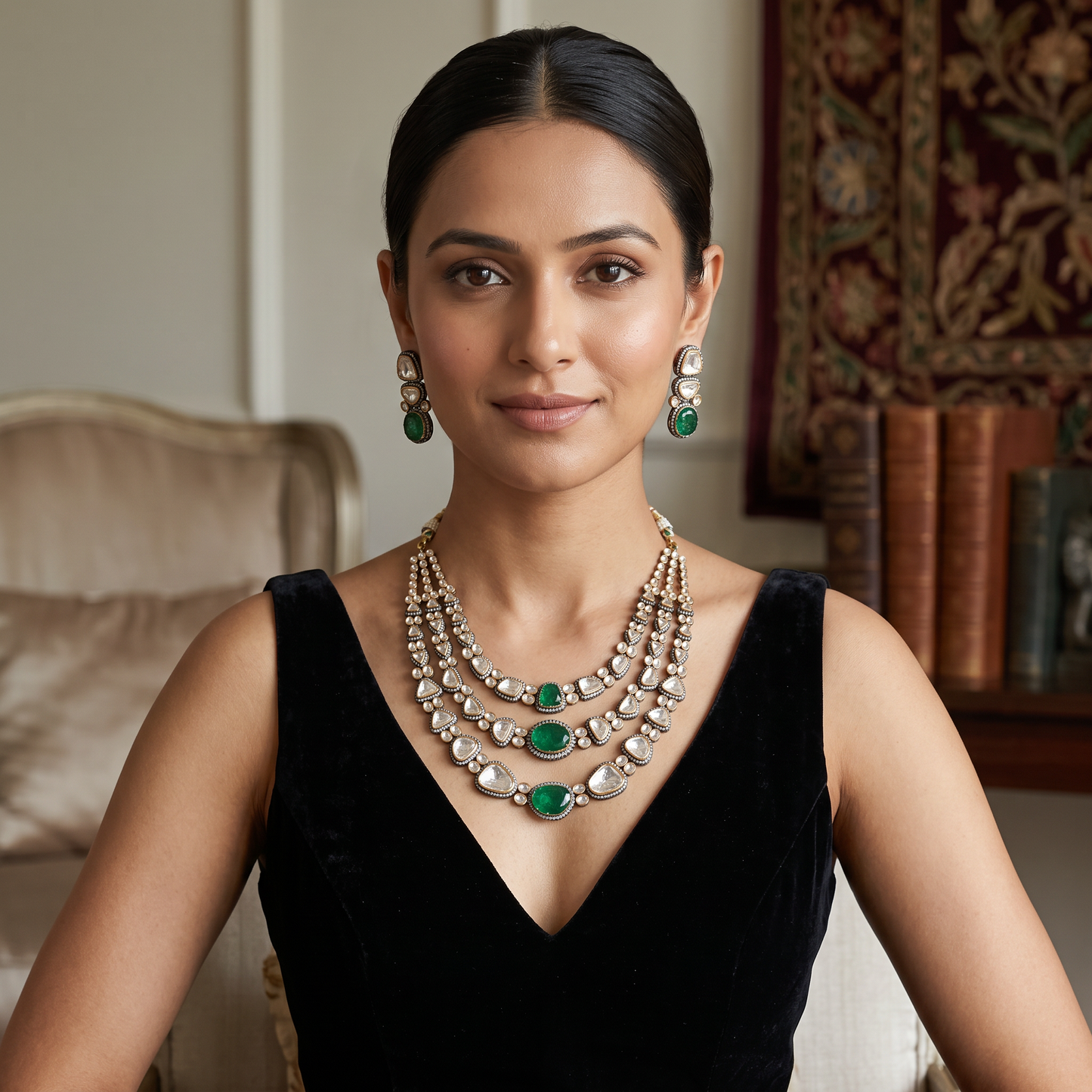 Ruth Premium Uncut Polki Necklace Set