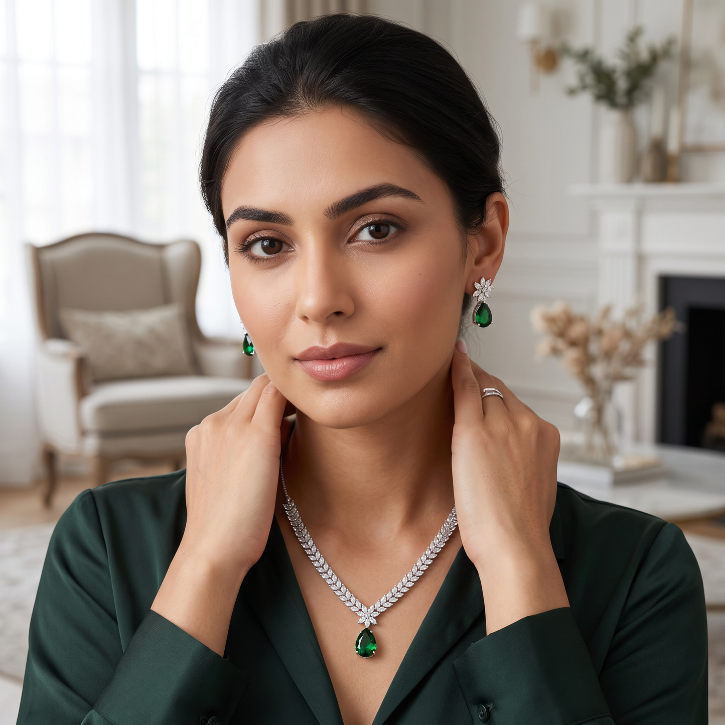 Amber CZ Necklace Set