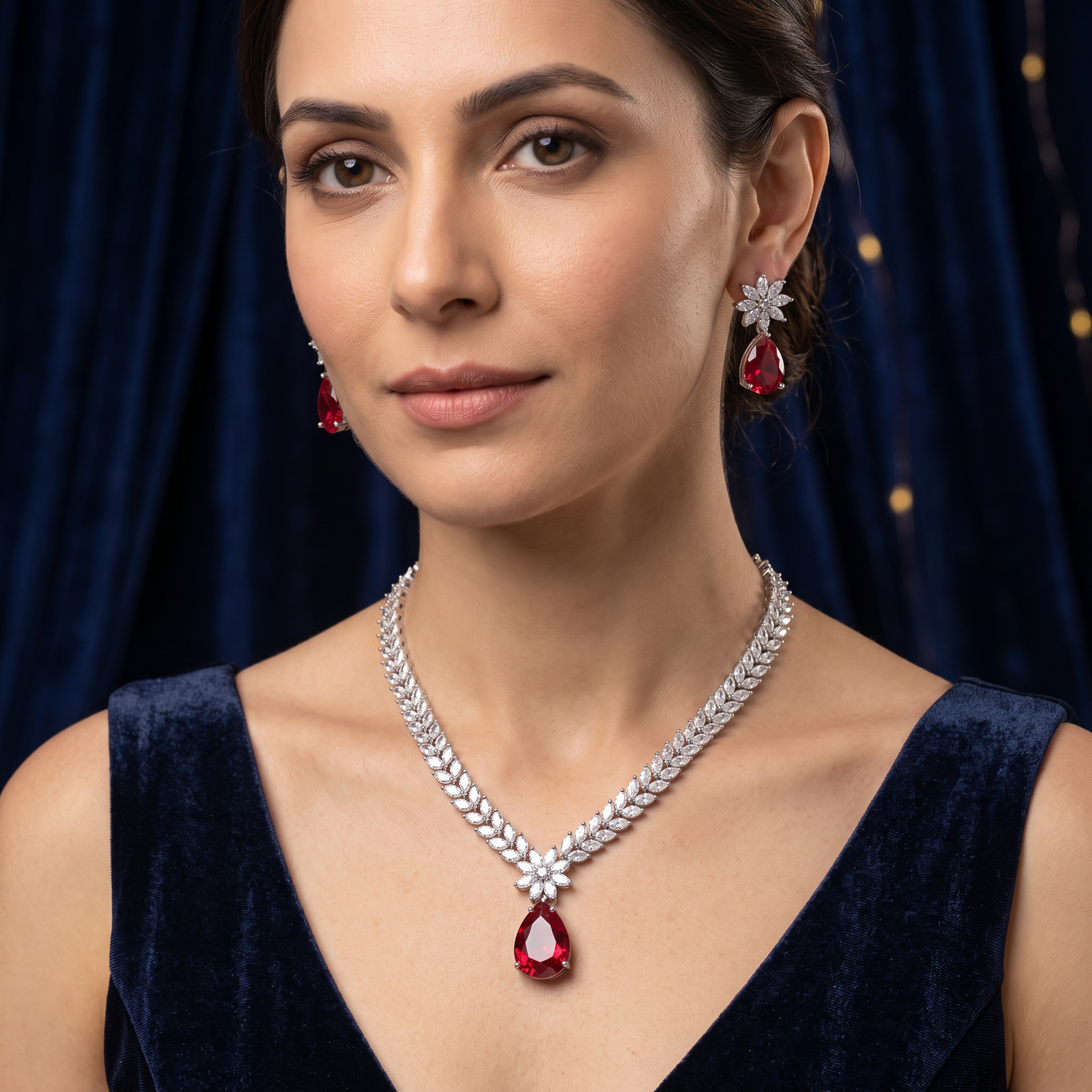 Amber CZ Necklace Set