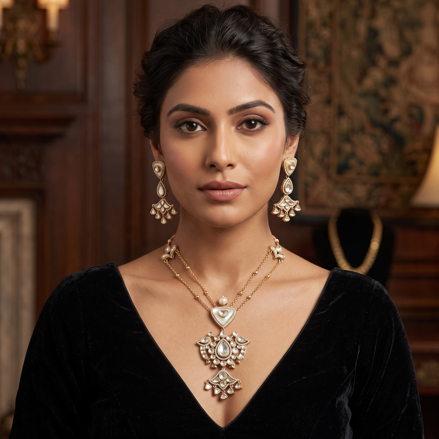 Liberty MOP Polki Necklace Set