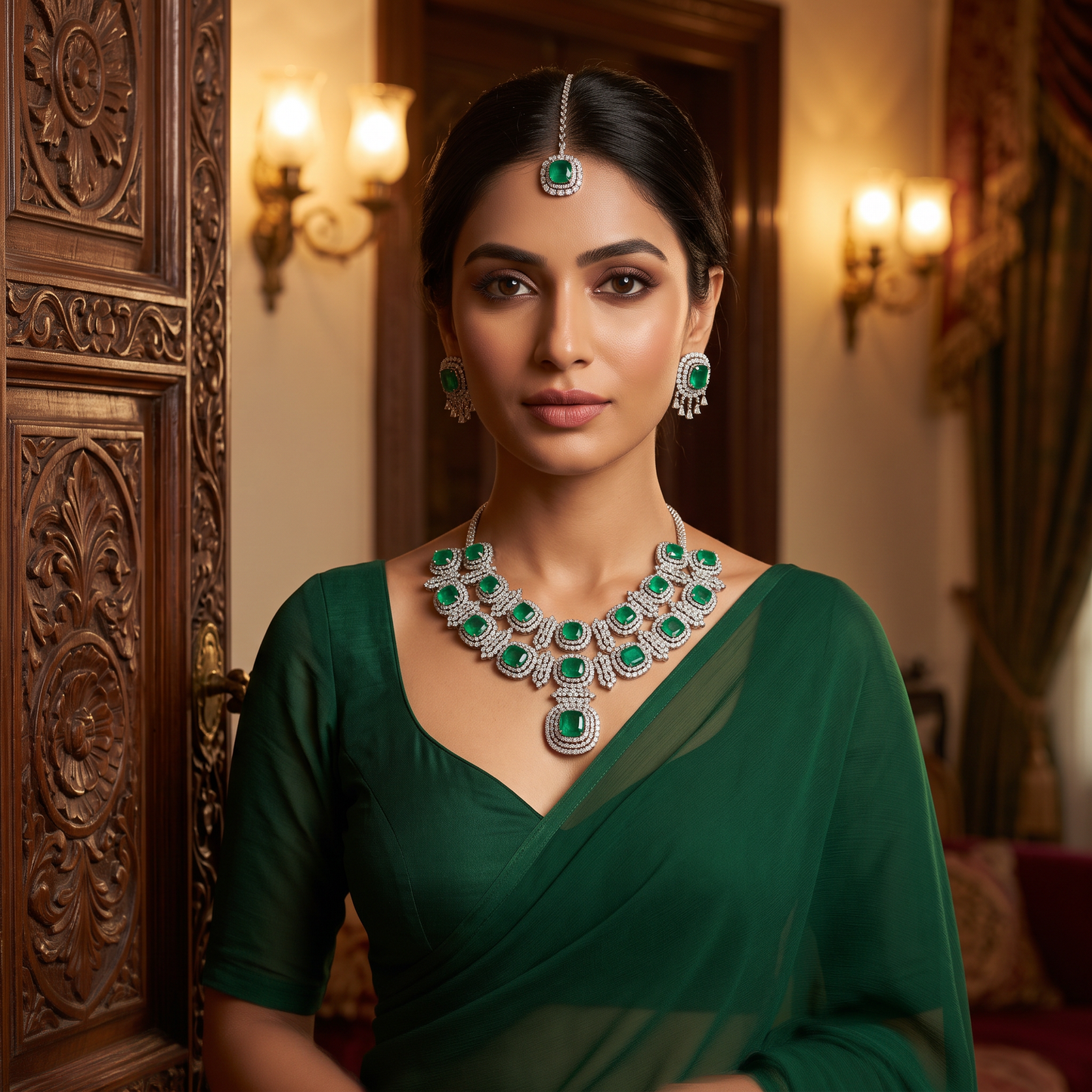 Jessica Premium CZ Doublet Stones Necklace Set