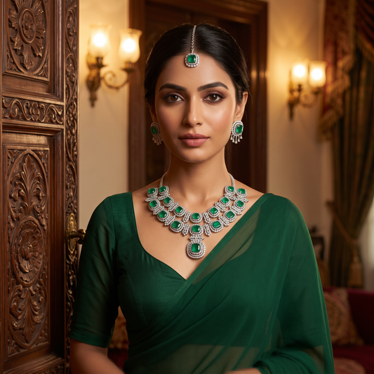 Jessica Premium CZ Doublet Stones Necklace Set