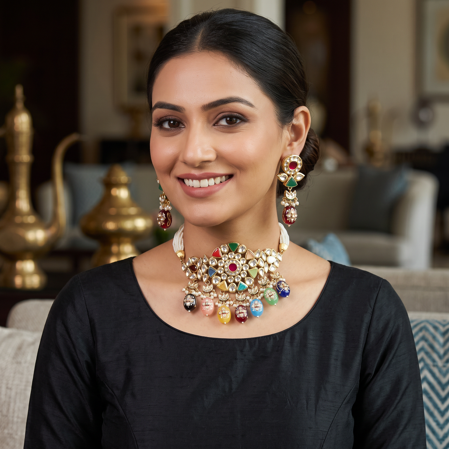 Ophelia Navratan Choker Necklace Set