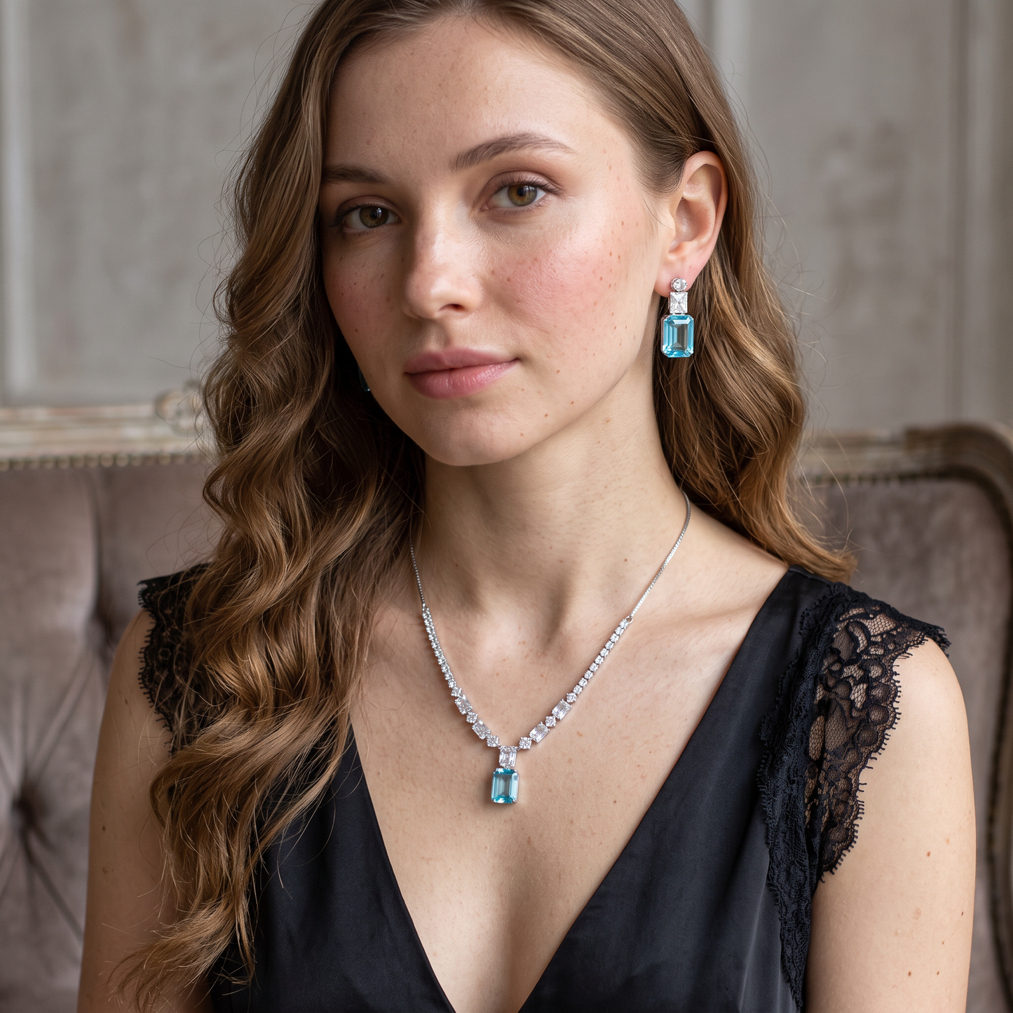 Leona Crystal & Zircon Necklace Set