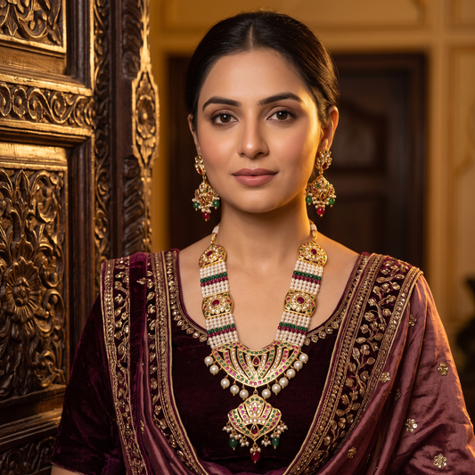 Bessie Hyderabadi Jadau long necklace Set