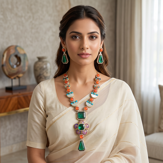 Elisheva Handmade MOP & Doublet stone Necklace Set