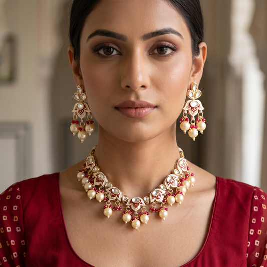 Florence Bikaneri Mina-Polki Kundan Necklace Set
