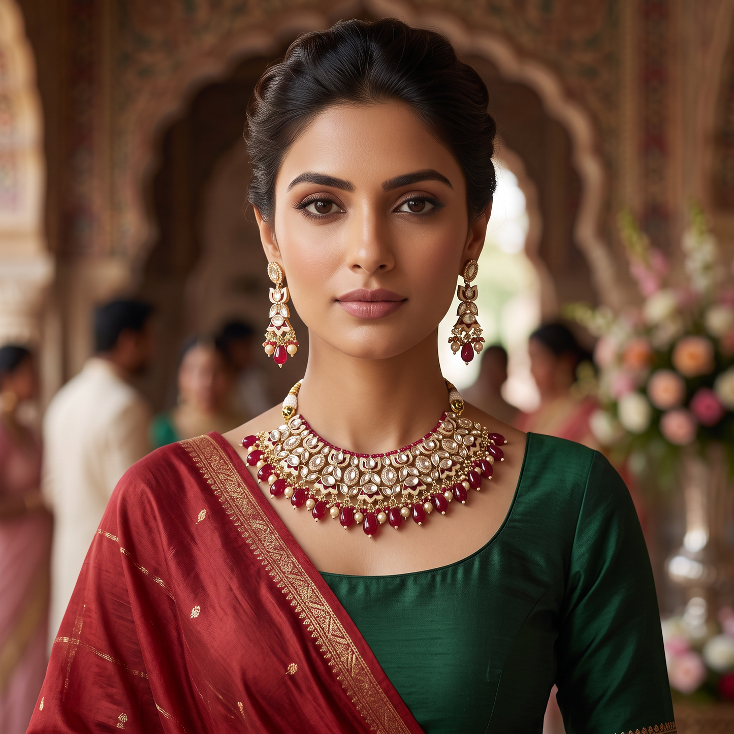 Fia Uncut Bikaneri Mina-Polki Kundan Necklace Set
