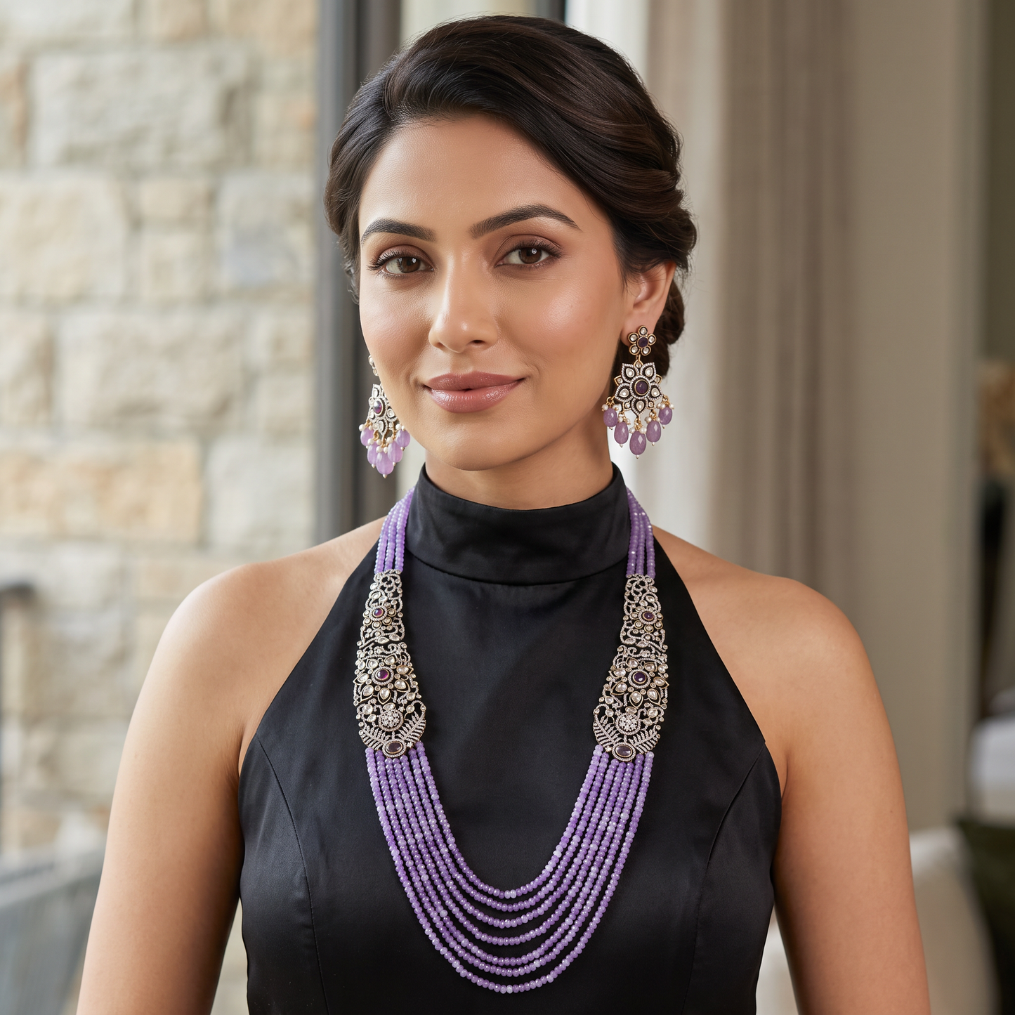 Presley Premium Onyx Beads Necklace Set