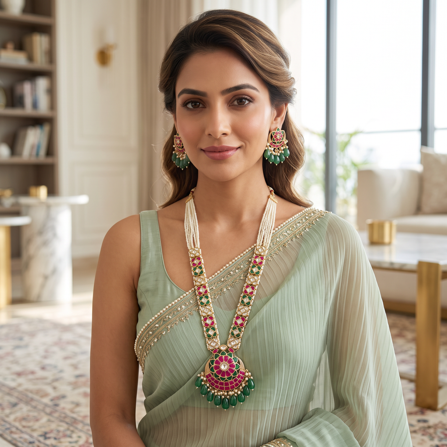 Audrey Premium Pachi Kundan Necklace Set