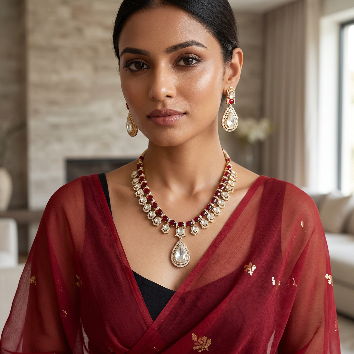 Mirha Polki Necklace Set