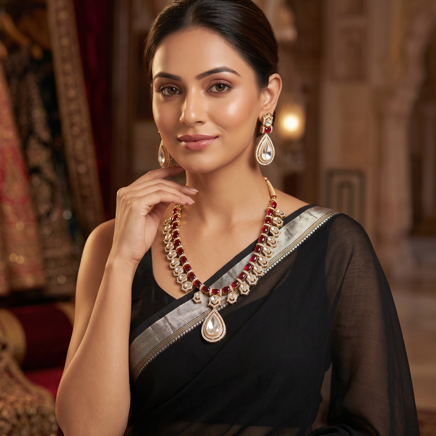 Mirha Polki Necklace Set