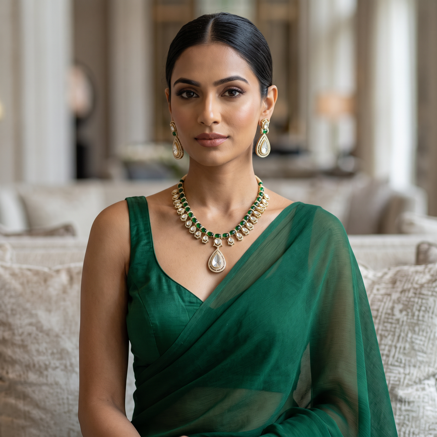 Mirha Polki Necklace Set