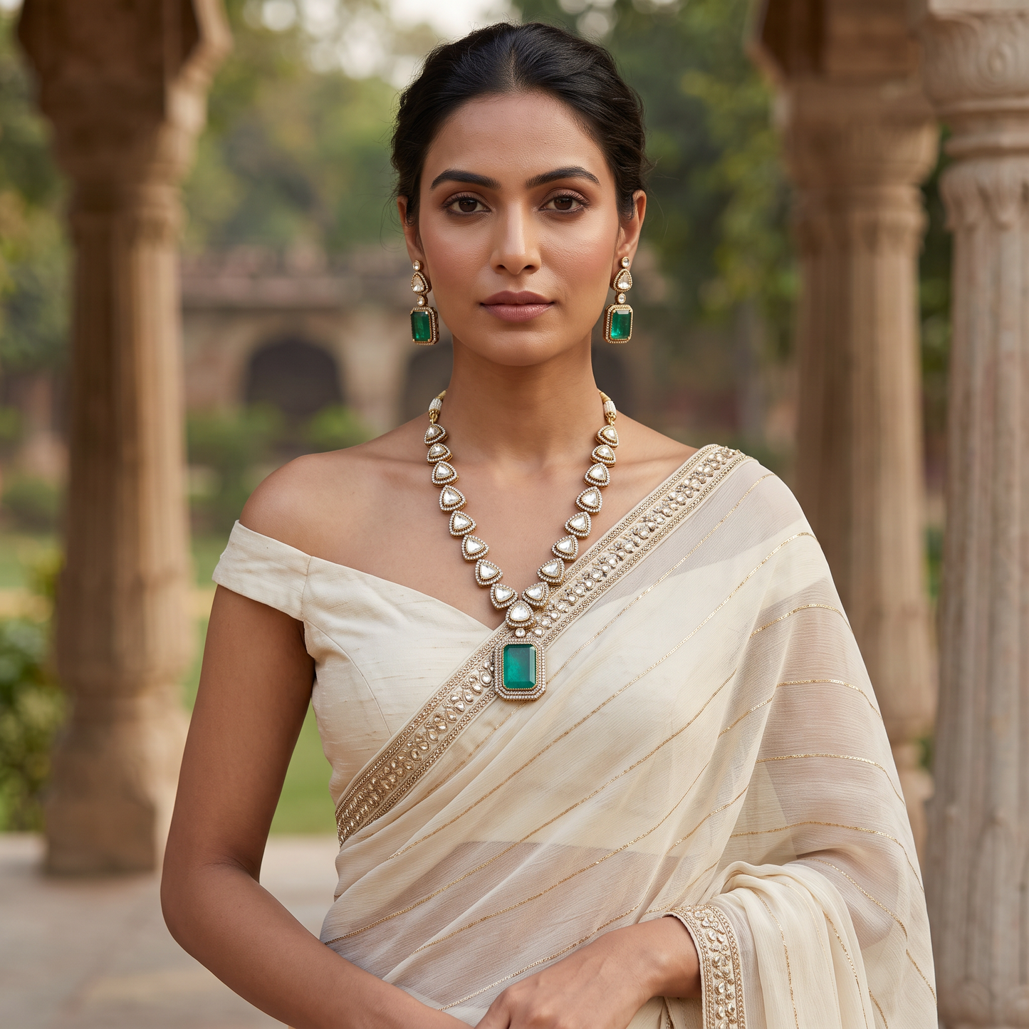 Simone Polki CZ Necklace Set with Doublet Stone