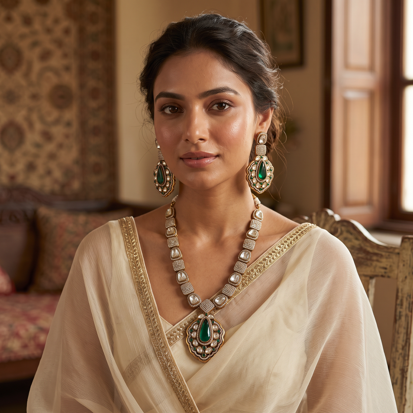 Amanda Polki CZ Necklace Set with Doublet Stone