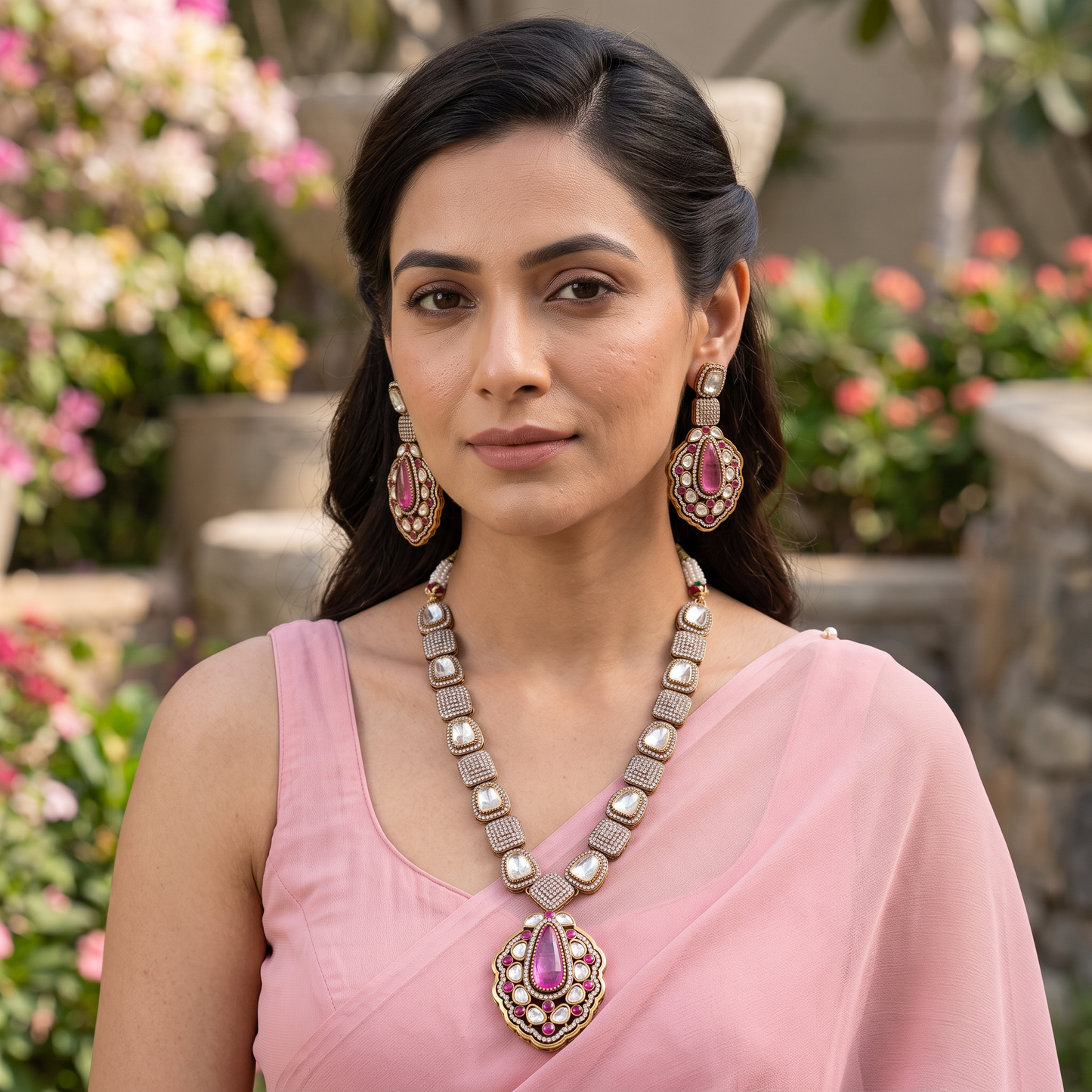 Amanda Polki CZ Necklace Set with Doublet Stone