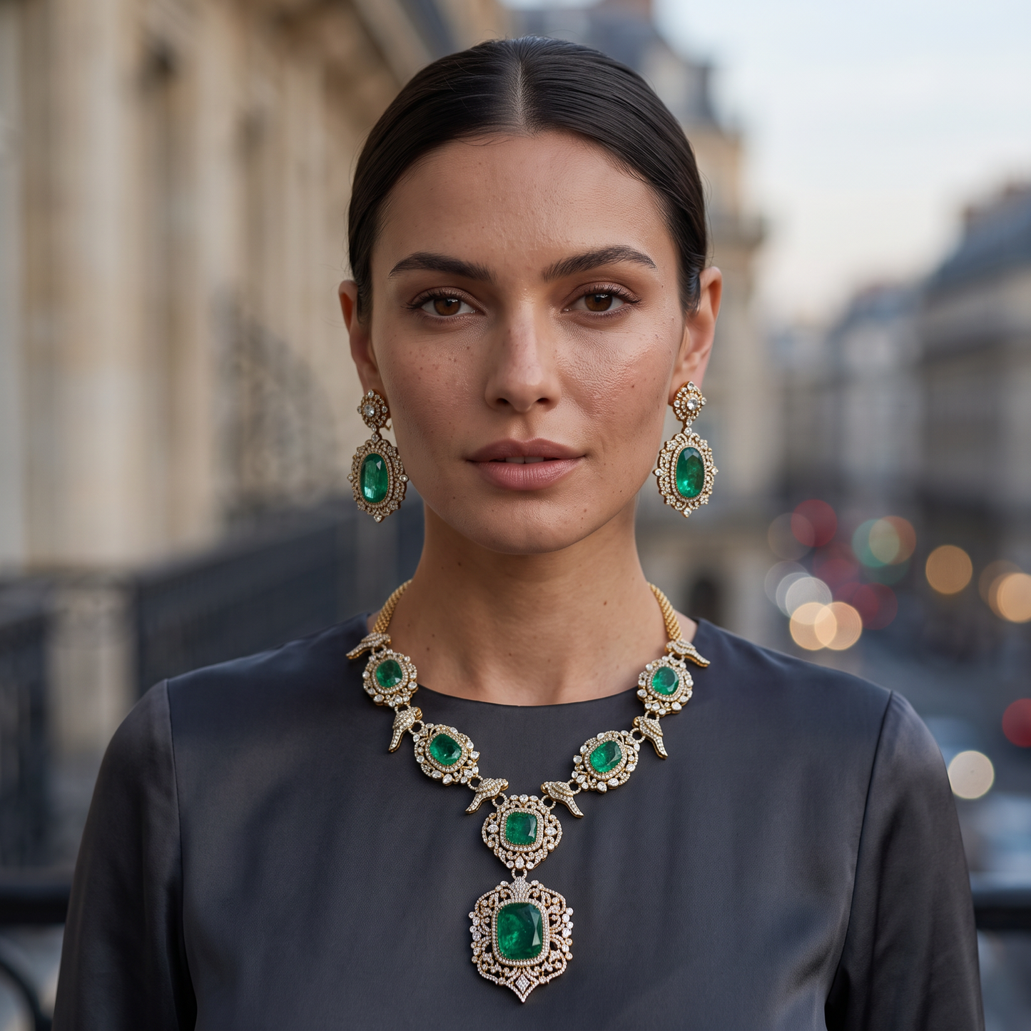 Skylar Premium Moissante & Doublet stone Necklace set