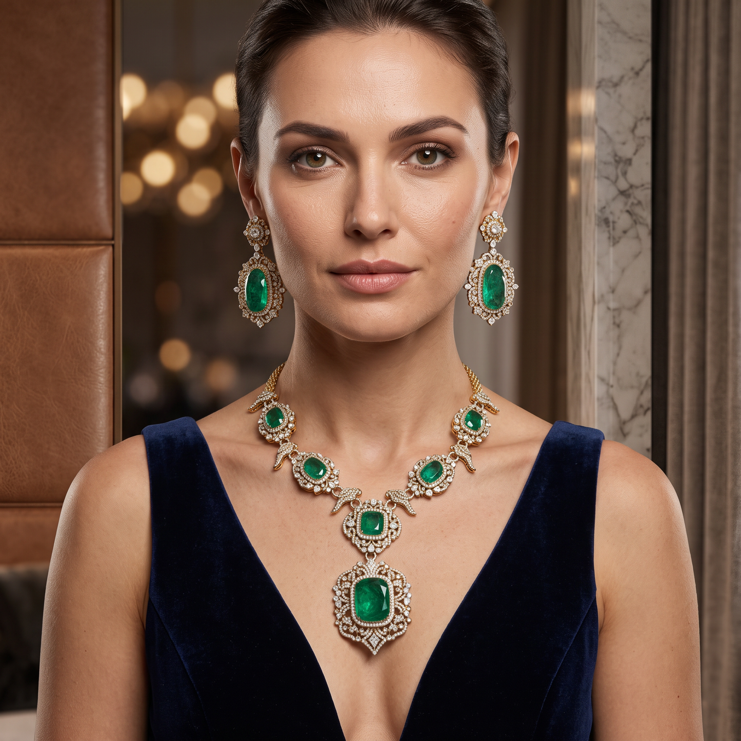 Skylar Premium Moissante & Doublet stone Necklace set