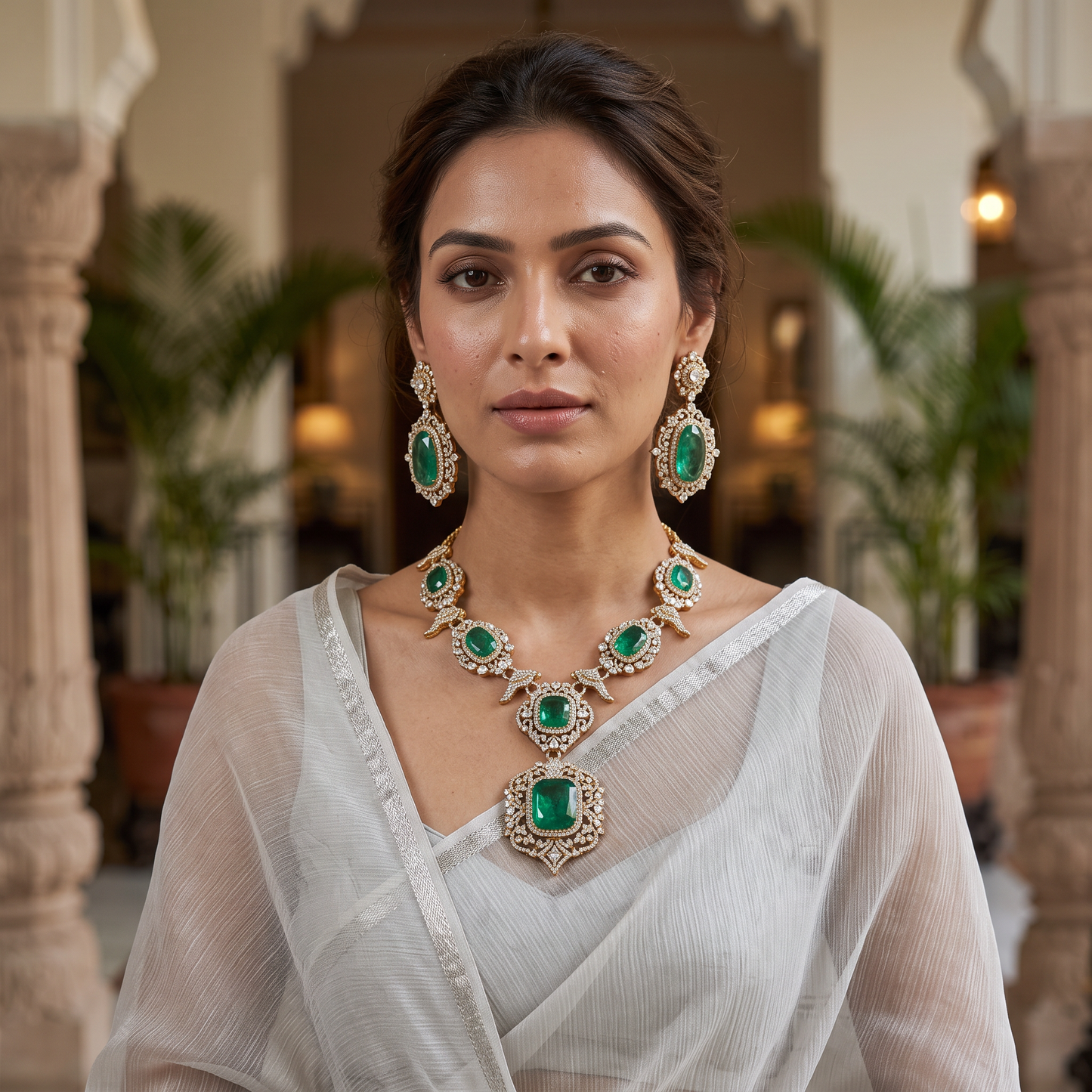 Skylar Premium Moissante & Doublet stone Necklace set